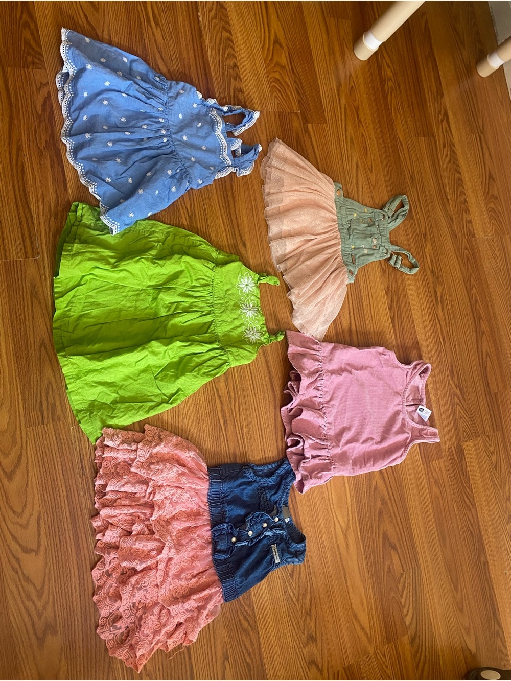 Mixed Girls' Dress Lot - Blue, Green, Pink, Peach Size 18M